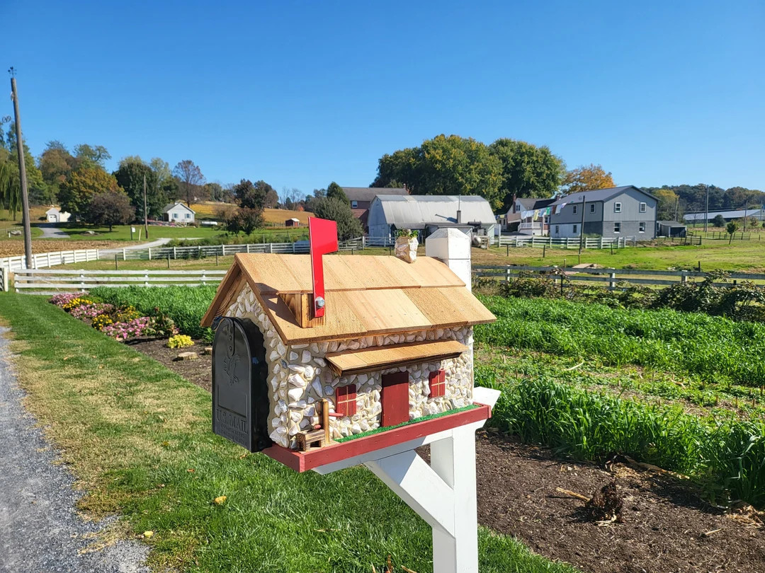 Mailbox Post Set, White Stone House Mailbox, Amish Made Custom Painted Post, With USPS Approved M... | Etsy (US)