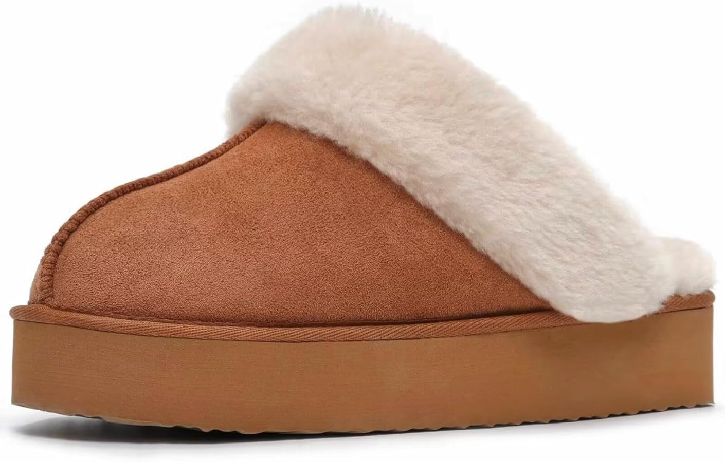 LBF Fuzzy Platform Slippers for Women Super Soft Fur Slippers Cozy Warm Slip On Slippers Indoor a... | Amazon (US)