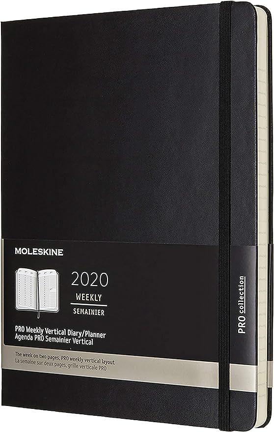 Moleskine PRO 12 Month 2020 Weekly Planner, Hard Cover, XL (7.5" x 9.5") Black | Amazon (US)