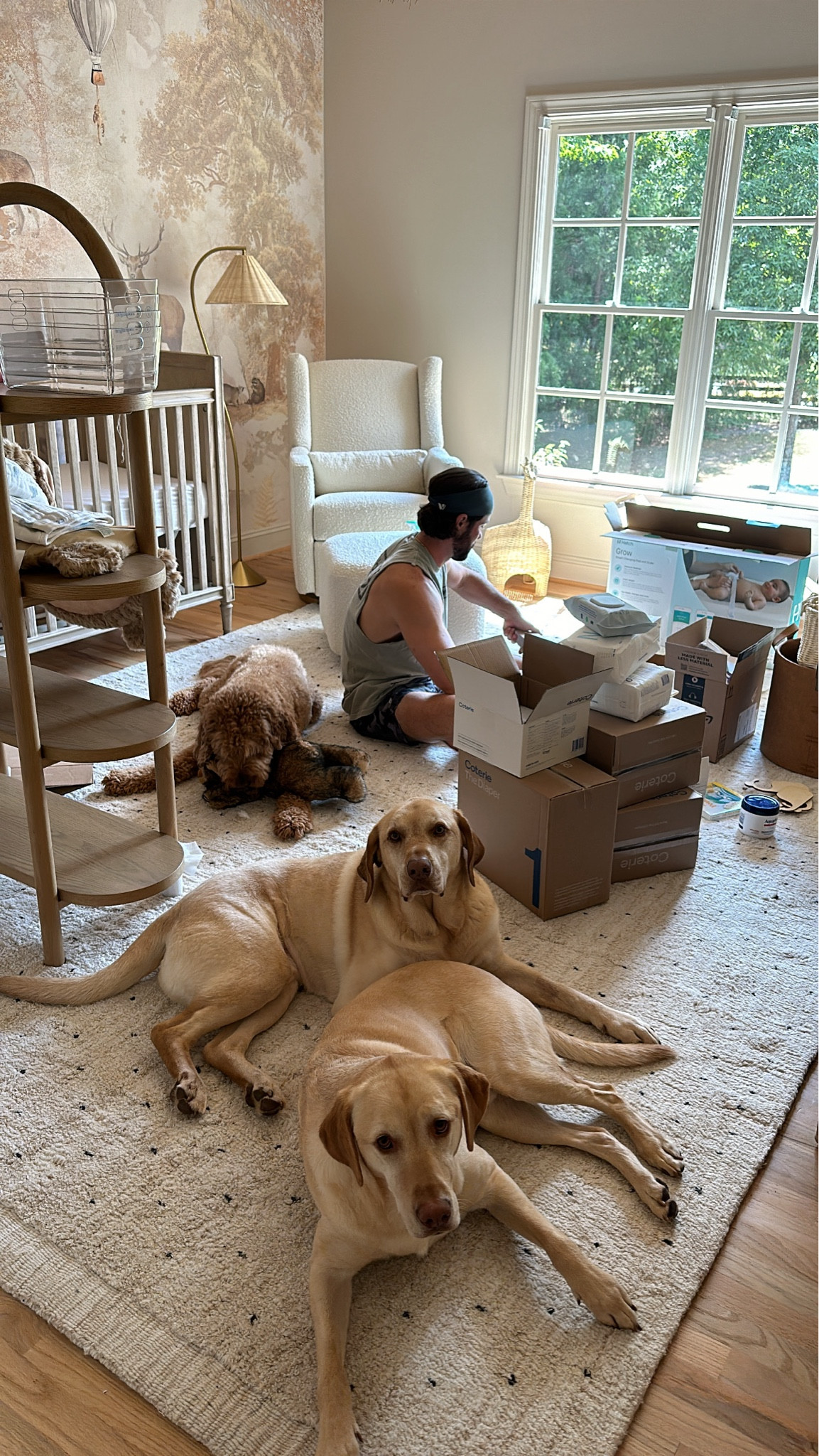 nursery decor 
target lamp 
crib is restoration hardware 
nursery glider 

#LTKBaby #LTKFindsUnder100 #LTKKids