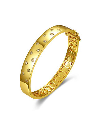 14k Yellow Gold Plated with Cubic Zirconia Starry Sky Bangle Bracelet | Macy's