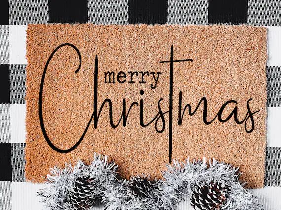 Merry Christmas Doormat Holiday Doormat Christmas Porch - Etsy | Etsy (US)