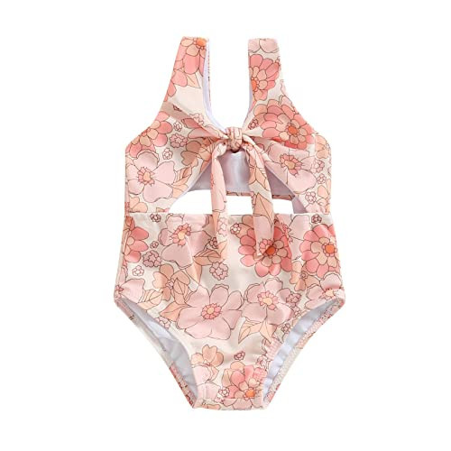 Toddler Baby Girl Swimsuit Floral Print Knot Sleeveless Hollow Bikini Swimwear Summer Bathing Suit Beachwear Outfit (Red Floral, 6-9 Months) | Amazon (US)