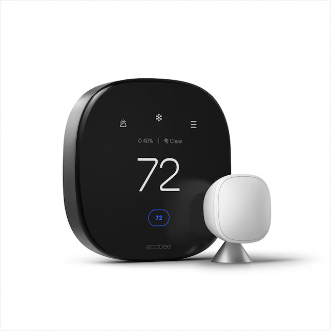 ecobee Premium Black Smart Compatible Thermostat and room sensor with Wi-Fi Compatibility | Lowe's