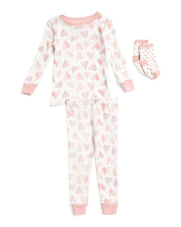 Infant And Toddler Girls 2pc Heart Printed Pajama Set | TJ Maxx