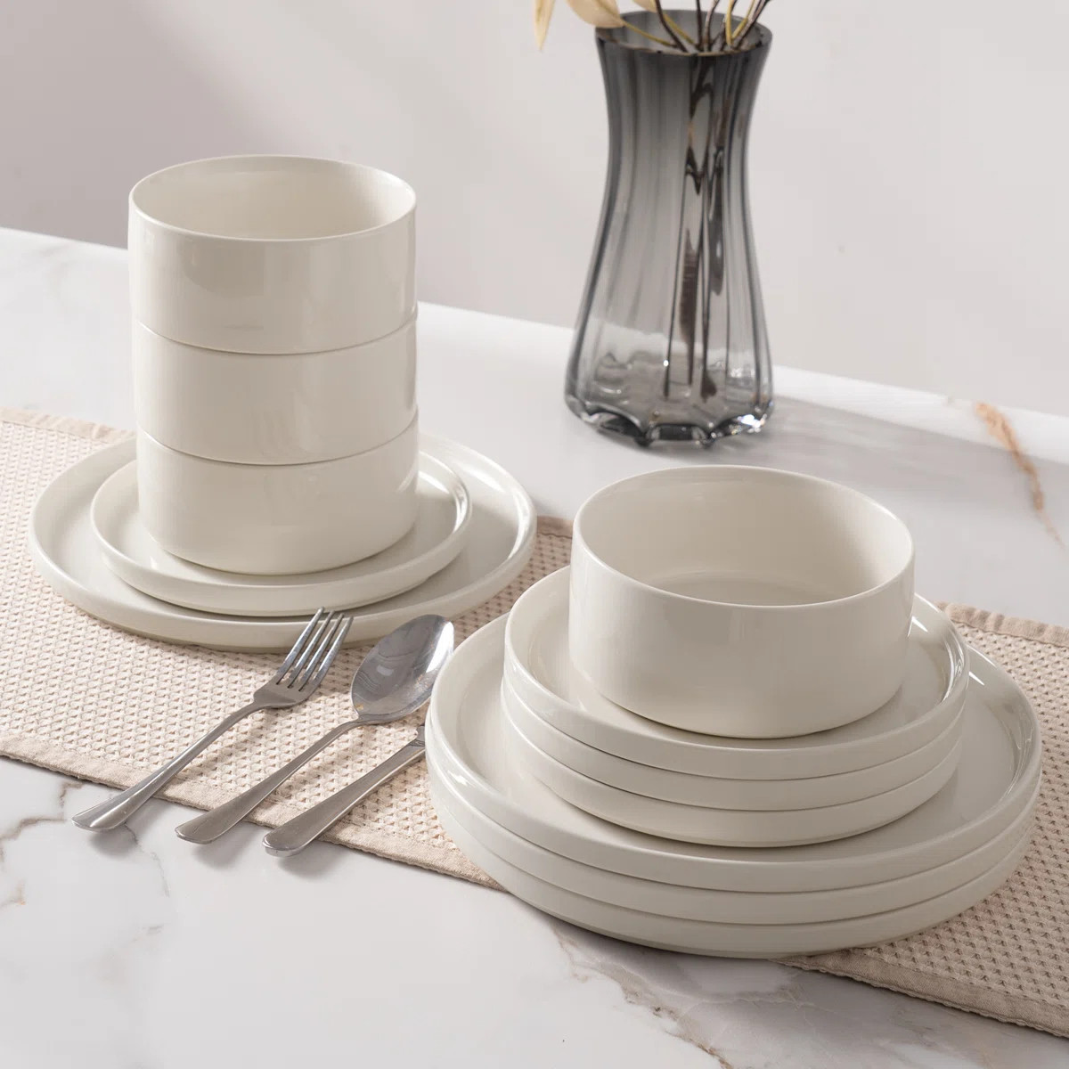 Jade Plates And Bowls Sets, 12 Piece Dinnerware Sets, Set For 4 | Wayfair North America
