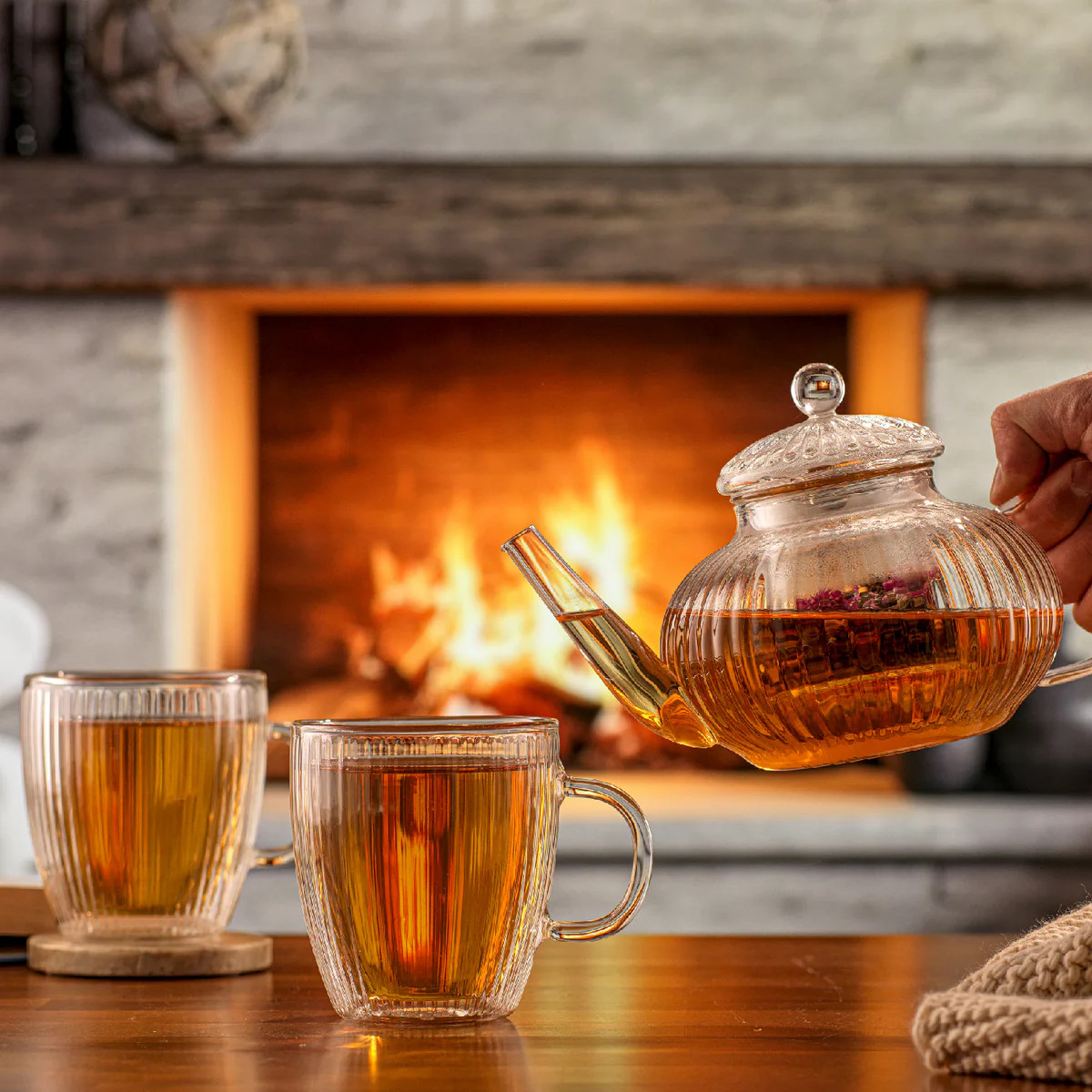 JoyJolt Fluted Tea Kettle & Glass Mugs Combo | JoyJolt