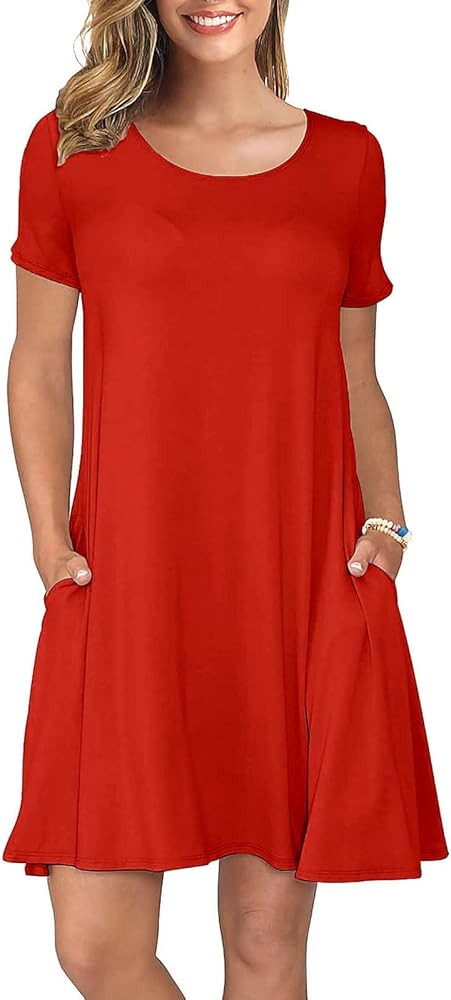 KORSIS Summer Dresses for Women Casual T Shirt Dresses Swing Flowy Beach Vacation Sundress with P... | Amazon (US)