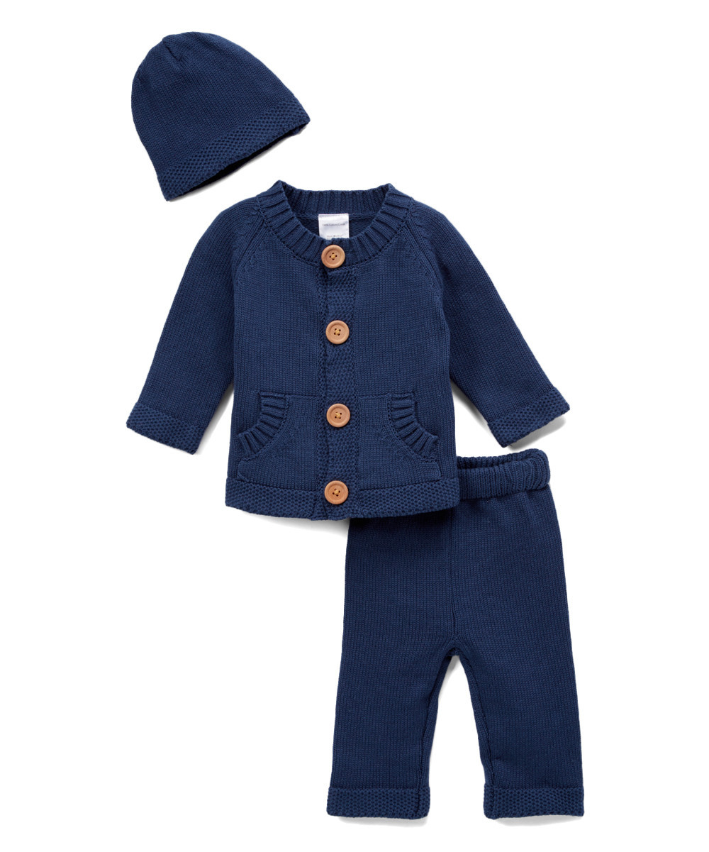 Baby Mode Signature Boys' Casual Pants NAVY - Navy Cardigan Set - Infant | Zulily