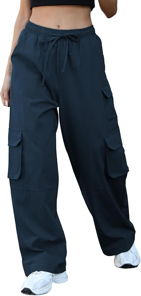 Cargo Pants Women High Waisted Baggy Y2K Straight Leg Pant Streetwear Parachute Pant with 7 Pocke... | Amazon (US)