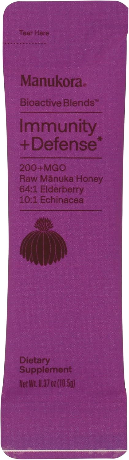 Manukora Raw Manuka Honey Immunity Defense Sticks SGL, 0.37 OZ | Amazon (US)