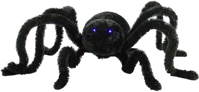 36 In. Animatronic Crawler Spider, Indoor/Outdoor Halloween Decoration, Flashing Blue Eyes, Batte... | Amazon (US)