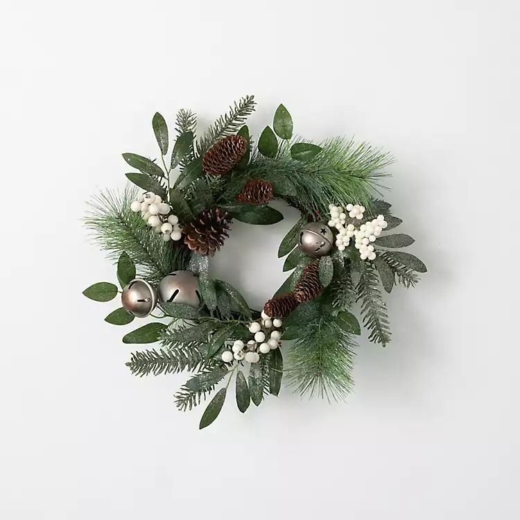 Silver Bells and Sparkle Berry Mini Wreath, 18 in. | Kirkland's Home