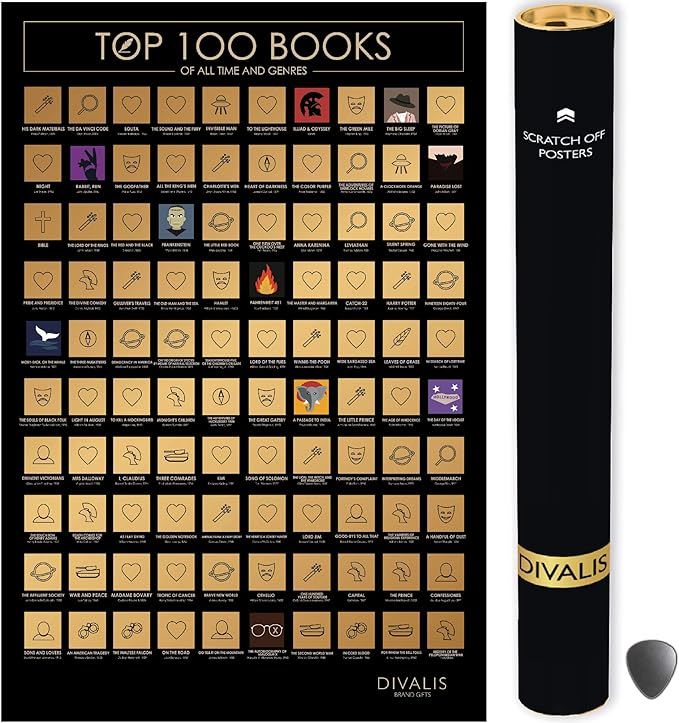 100 Books Scratch off Poster with Scratcher - Easy to Frame 24x16" 100 Must Read Books of all Tim... | Amazon (US)