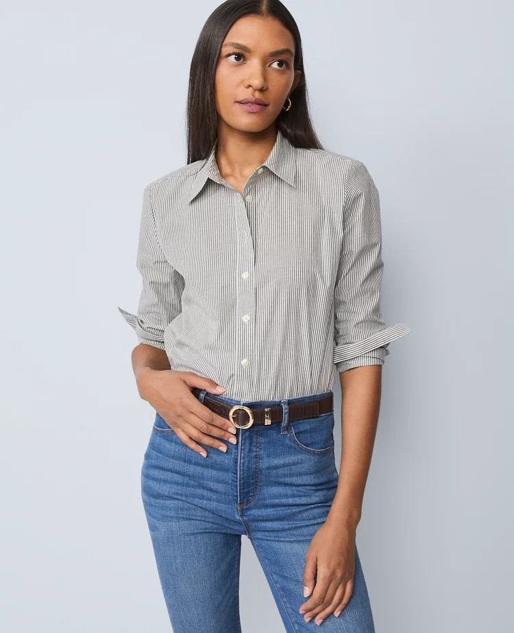 Weekend Collection Striped Relaxed Perfect Shirt | Ann Taylor