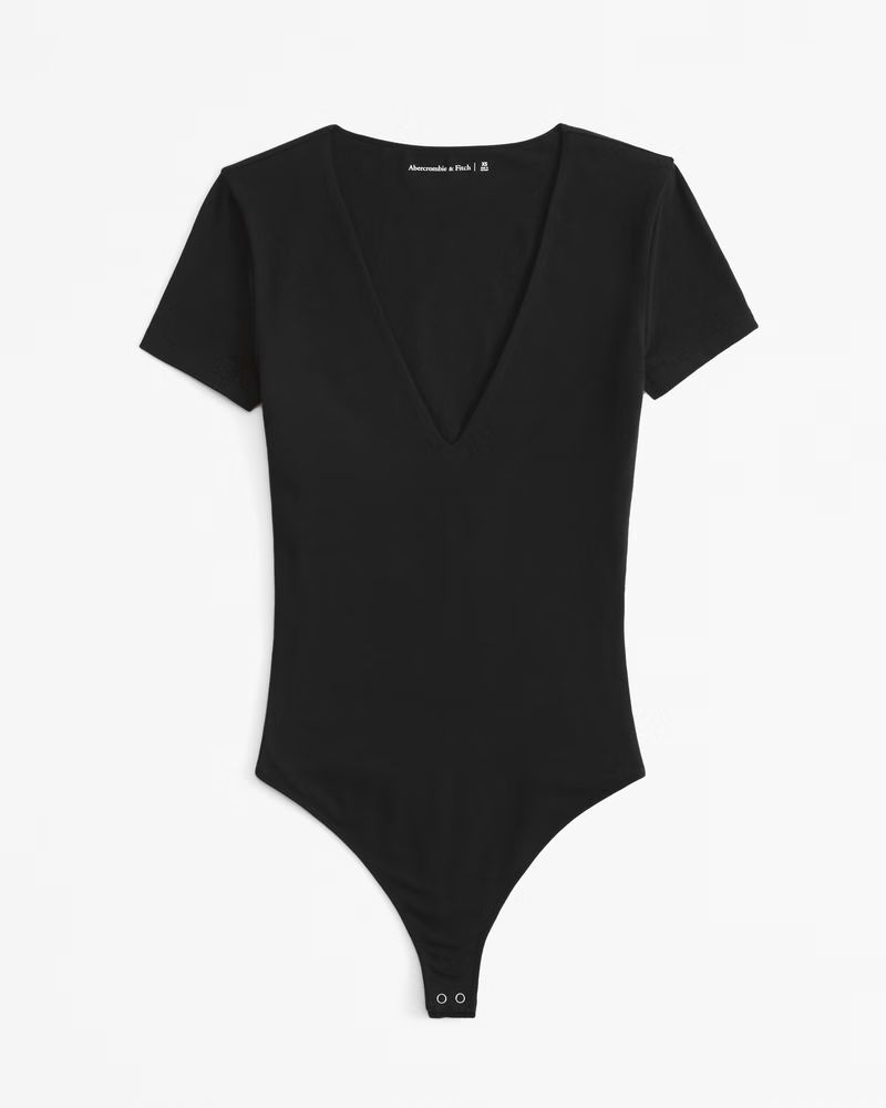 Women's Cotton-Blend Seamless Fabric V-Neck Bodysuit | Women's Tops | Abercrombie.com | Abercrombie & Fitch (US)