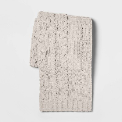 Cable Knit Chenille Throw Blanket Neutral - Threshold™ : Target | Target