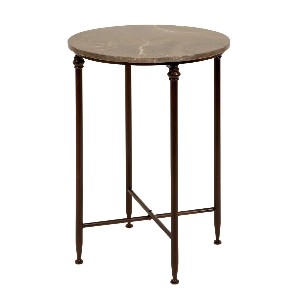 Eastchester Marble Side End Accent Table with Bronze Metal Legs | Wayfair North America