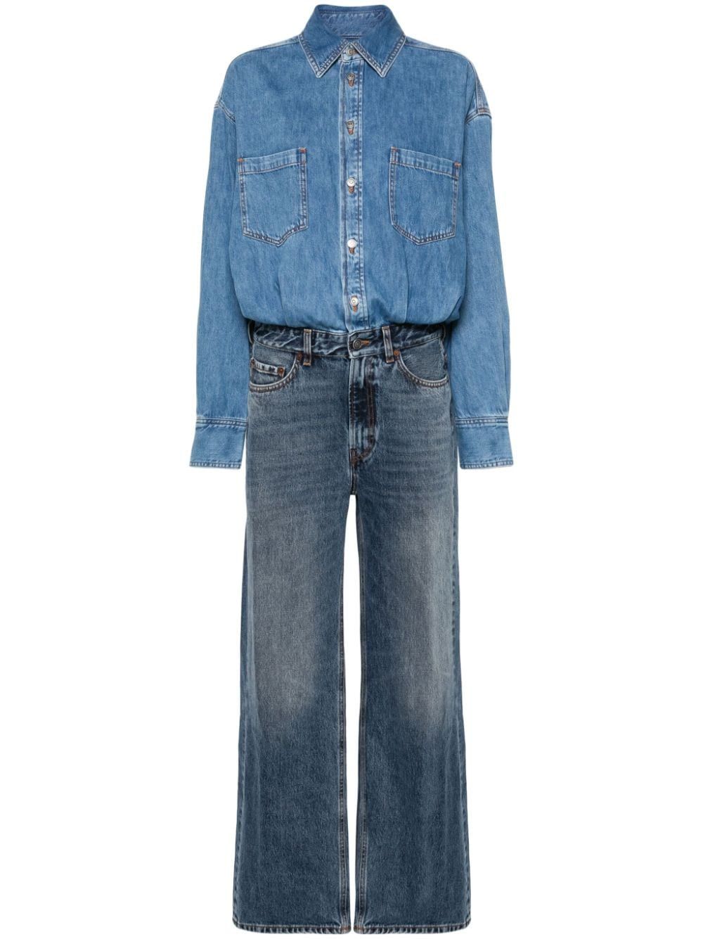 Haikure panelled-design Denim Jumpsuit - Farfetch | Farfetch Global