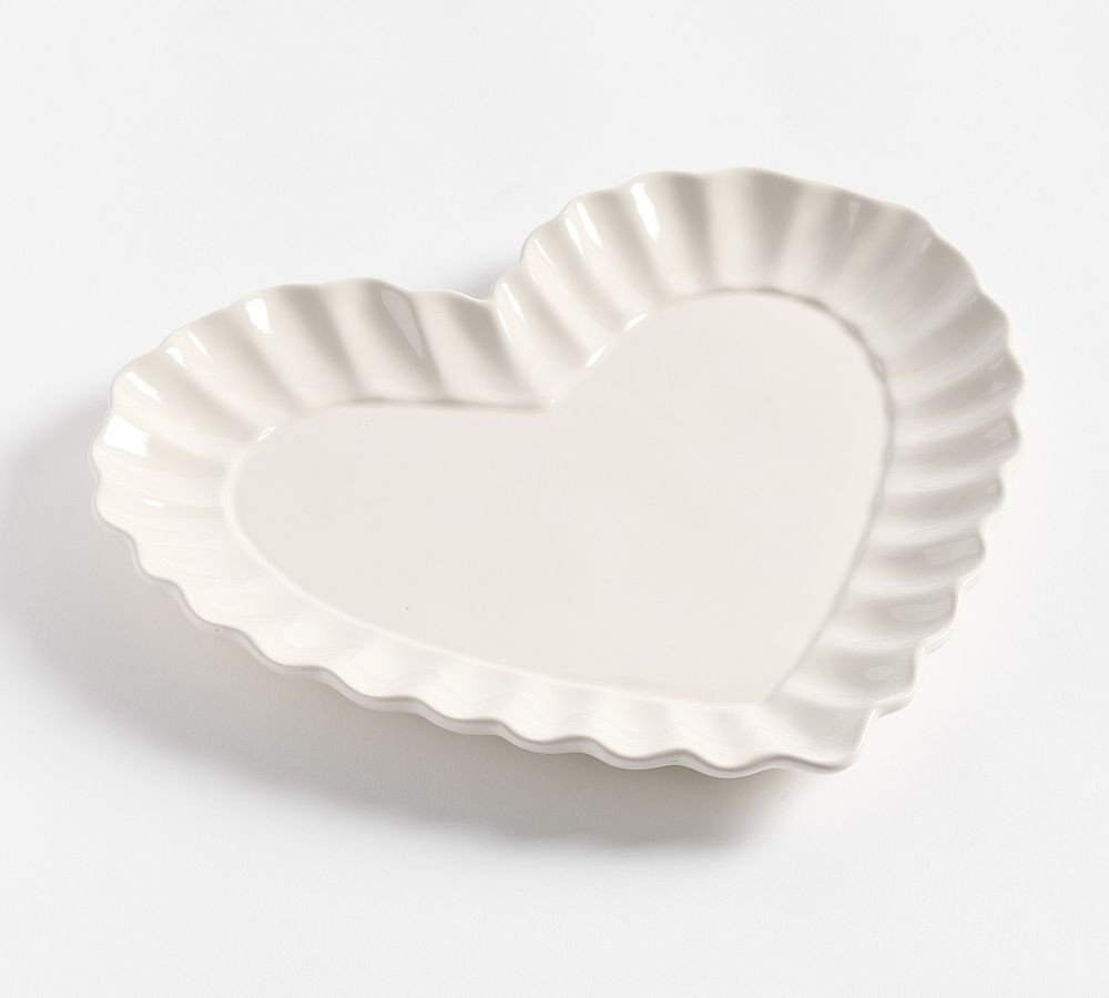 Heirloom Scalloped Heart Stoneware Serving Platter | Pottery Barn (US)
