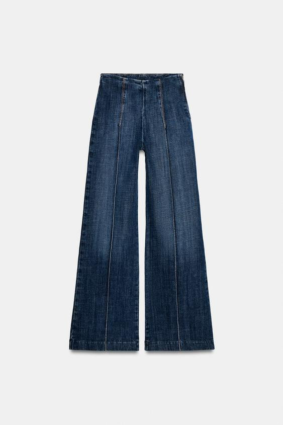 Zara - Z1975 High-Rise Wide-Leg Waistbandless Jeans - Blue - 25 (Us 0) - Woman | Zara US