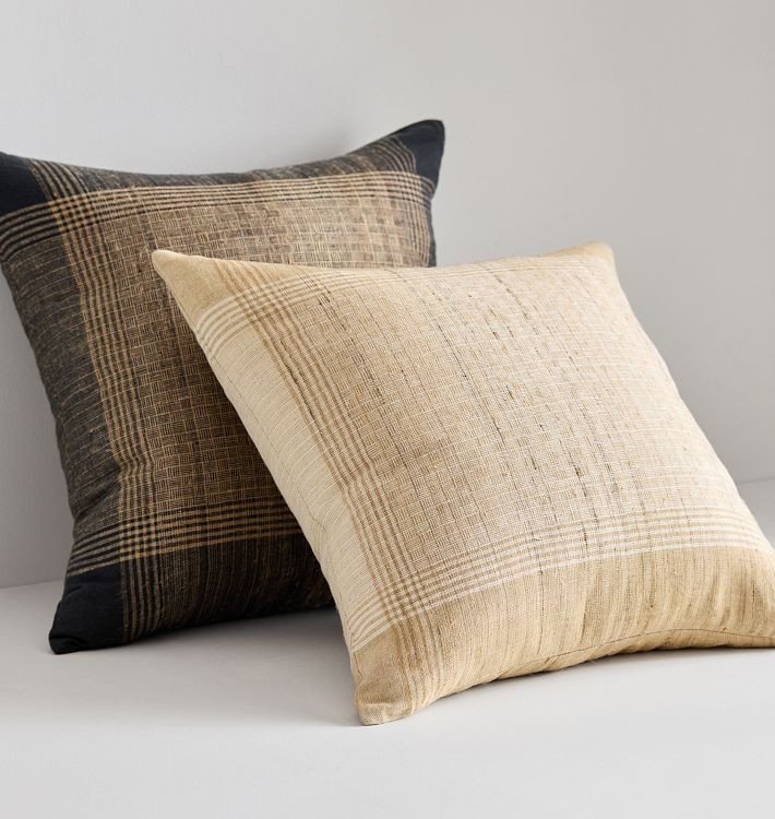 Plaid Handspun Raw Silk Pillow Cover | Rejuvenation