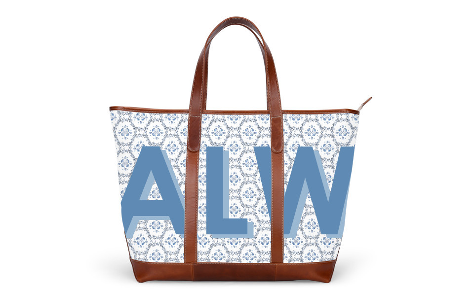 St. Charles Zippered Yacht Tote - Fenwick Fields Monogram Stripe | Barrington Gifts