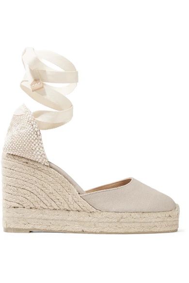 Castañer - Carina Canvas Wedge Espadrilles - Gray | NET-A-PORTER (US)