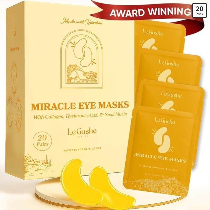 LE GUSHE Gold Under Eye Patches for Puffy Eyes and Dark Circles (20 Pairs) - Hydrating Collagen U... | Amazon (US)