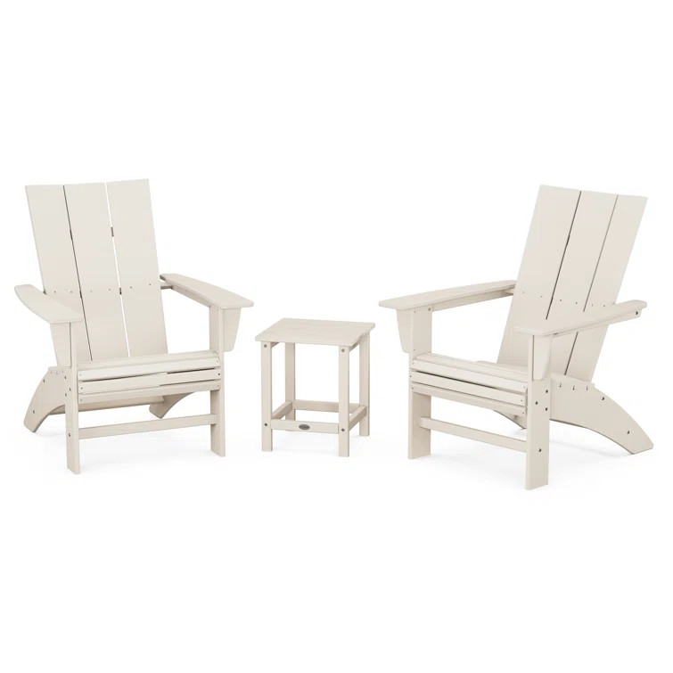 Modern 3-Piece Curveback Adirondack Set with Long Island 18" Side Table | Wayfair North America