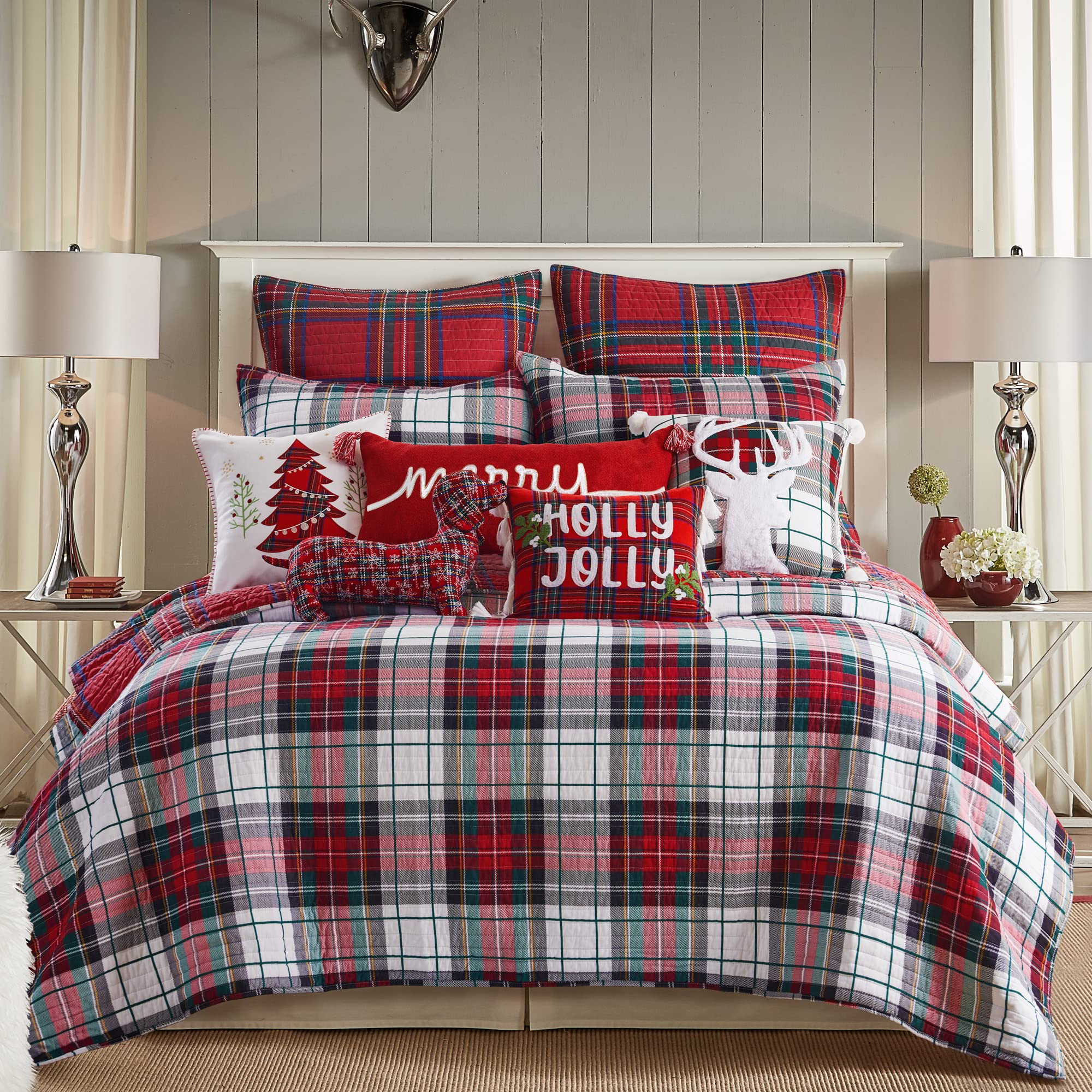 Levtex Home - Spencer Plaid Quilt - Full/Queen - Christmas Tartan Plaid - Red, Green, White, Blue... | Amazon (US)
