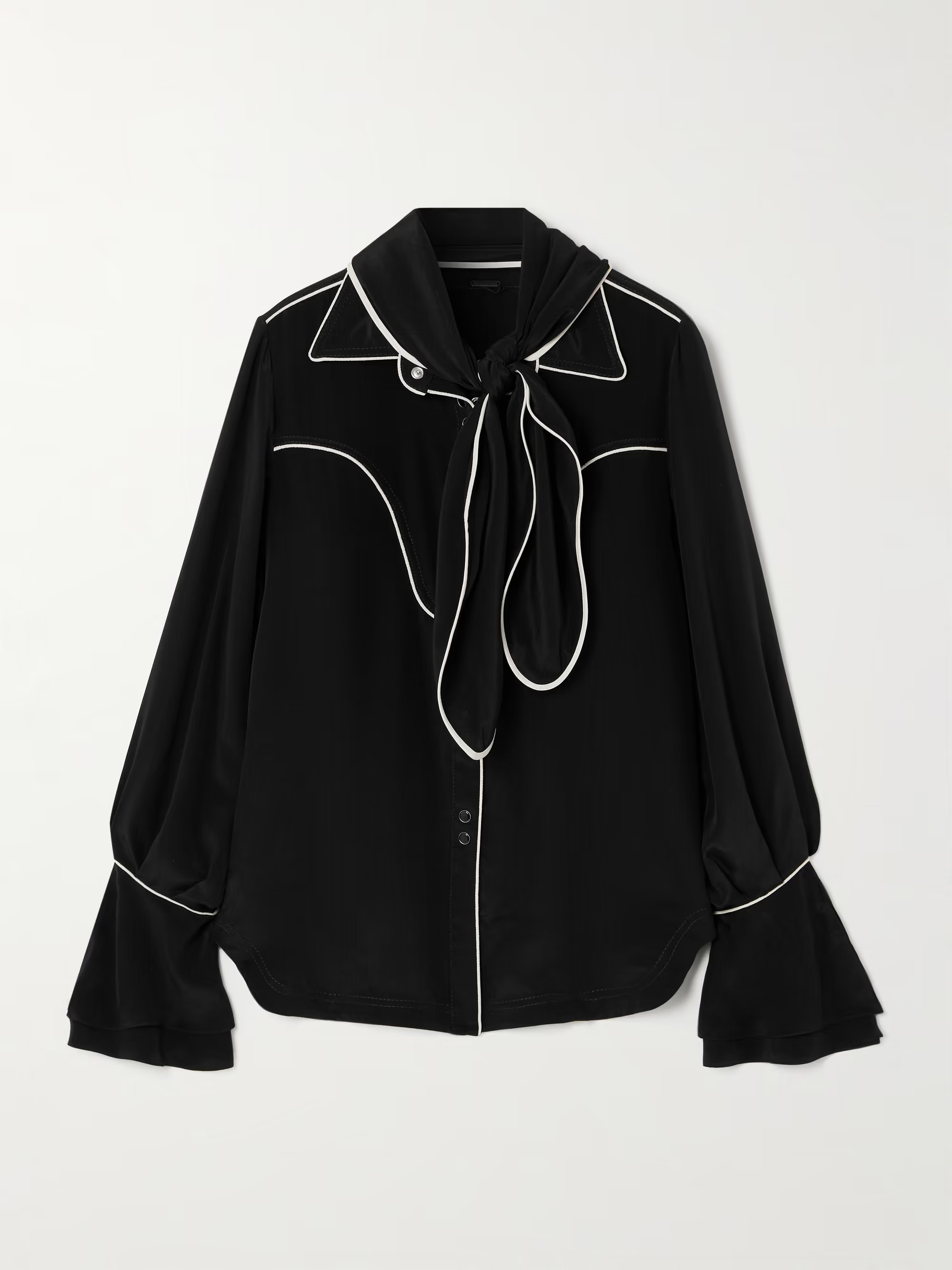 High Tides scarf-detailed piped silk shirt | NET-A-PORTER (US)