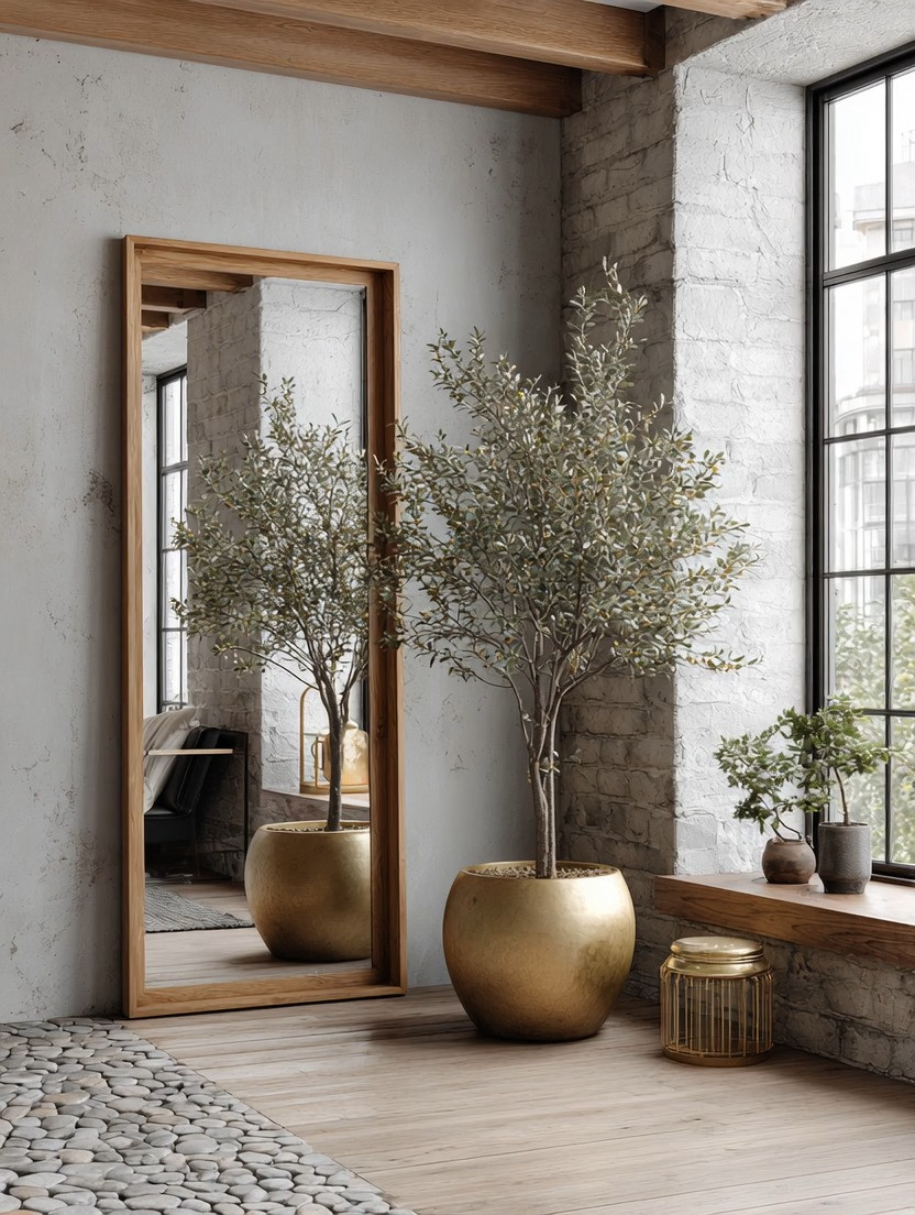 How elegant is this corner?

If you have an empty wall, an unused corner, or a small space that feels unfinished, this is one of the easiest ways to create understated luxury without overwhelming your home.

Start with a beautiful natural wood floor mirror leaned casually against the wall. Unlike heavy ornate mirrors, a warm wood frame keeps the space grounded, calming, and timeless while still adding depth and elegance. Mirrors instantly reflect natural light, visually expand the room, and make even small corners feel intentional.

Then pair it with a statement planter in a warm gold tone and your favorite indoor tree. Olive trees, fiddle leaf trees, and soft greenery work beautifully because they bring life, movement, and natural texture into the room.

This combination works in modern homes, organic homes, minimalist interiors, lofts, and even warm European-inspired spaces because it balances nature with elegance so effortlessly.

Sometimes the most impactful home upgrades are not full renovations. They are small styling moments like this that completely shift the energy of a room.

Shop our curated edit of oversized floor mirrors, statement gold planters, and indoor trees to recreate this elegant grounded look in your home.

#HomeDecor #FloorMirror #OrganicModern #LuxuryInteriors #ElegantHome #IndoorTrees #WarmMinimalism 

 #LTKHome