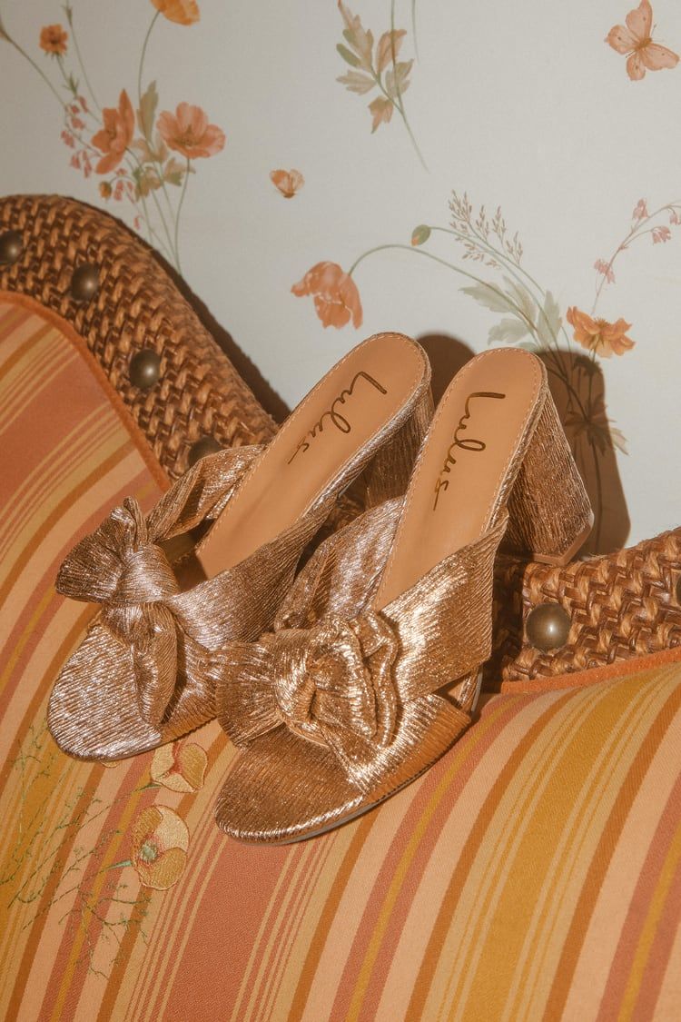 Dorothea Rose Gold Knotted High Heel Sandals | Lulus (US)