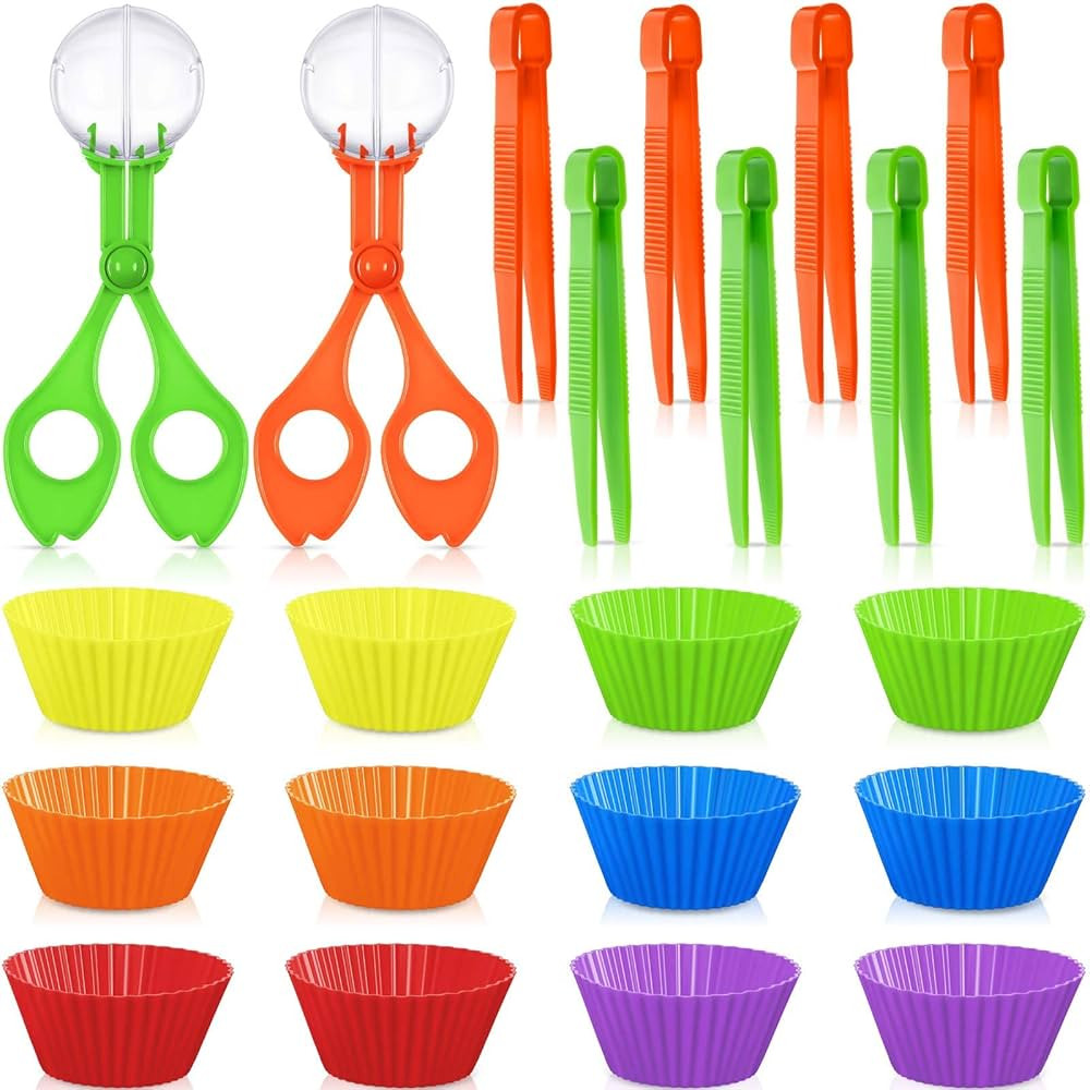 20 Pieces Fine Motor Skills Handy Scooper Set, Include 8 Tweezers, 2 Jumbo Scissors Clip and 10 A... | Amazon (US)