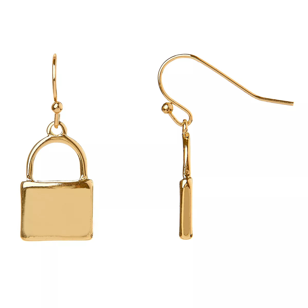 LC Lauren Conrad Gold Tone Lock Drop Earrings | Kohl's