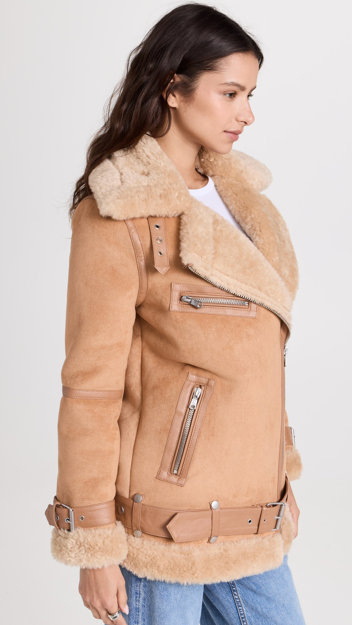 Avec Les Filles Bonded Faux Shearling Biker Jacket | Shopbop | Shopbop