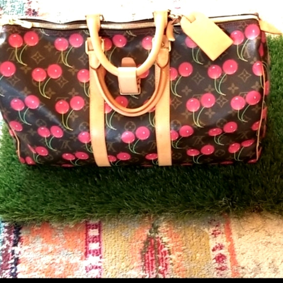 Auth LOUIS VUITTON Speedy 45 Carry On Travel LV Cherries Cerises Duffle Hand Bag | Poshmark