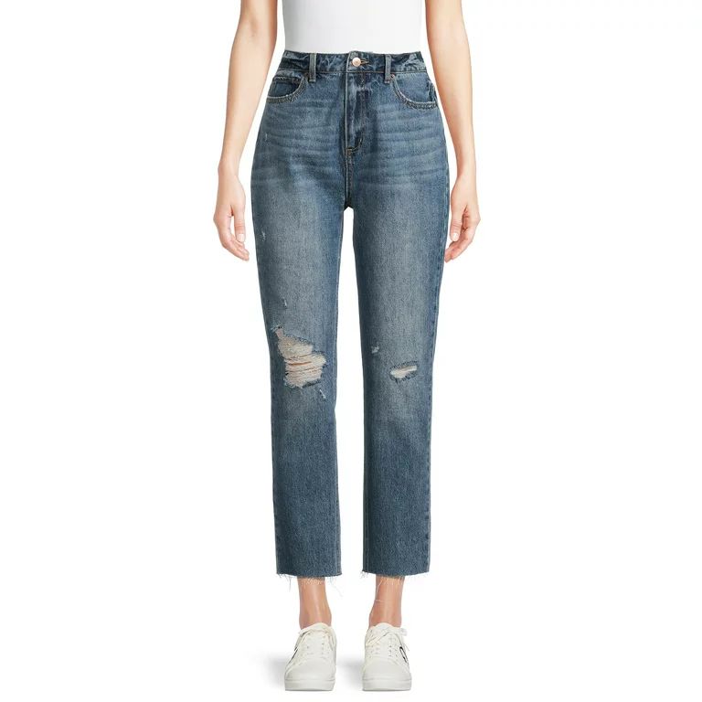 No Boundaries Juniors' High Rise Slim Straight Cropped Jeans | Walmart (US)