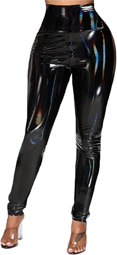 SEASUM Faux Leather Leggings for Women Stretchy High Waisted Butt Lifting Black Pleather Pants Ou... | Amazon (US)