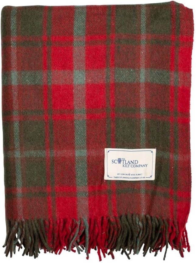 Picnic Rug Scottish Tartan Throw in Dark Maple - Warm 100% Wool Travel Blanket with Fringed Edges... | Amazon (US)