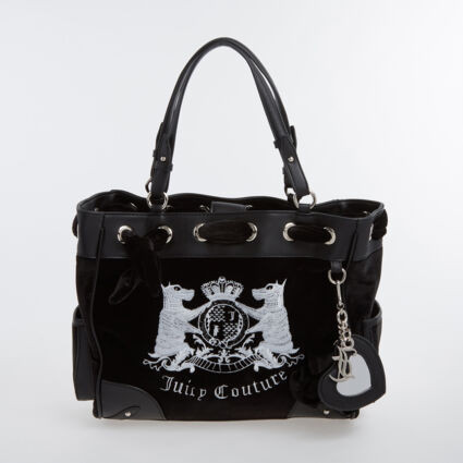 Black Hollyhock Velour Tote Bag | TK Maxx