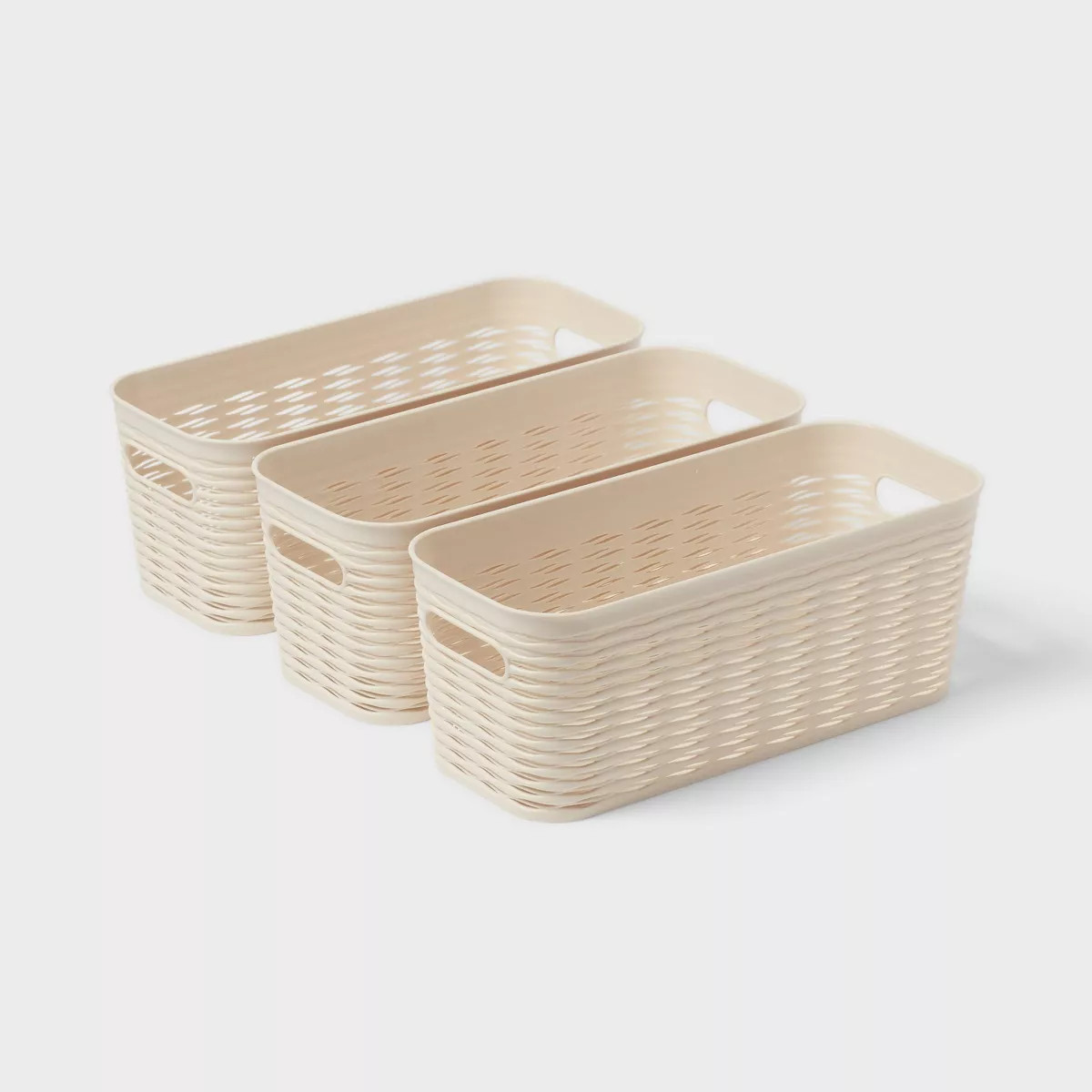 3pk Wave Half Medium Decorative Baskets Cream - Brightroom™ | Target