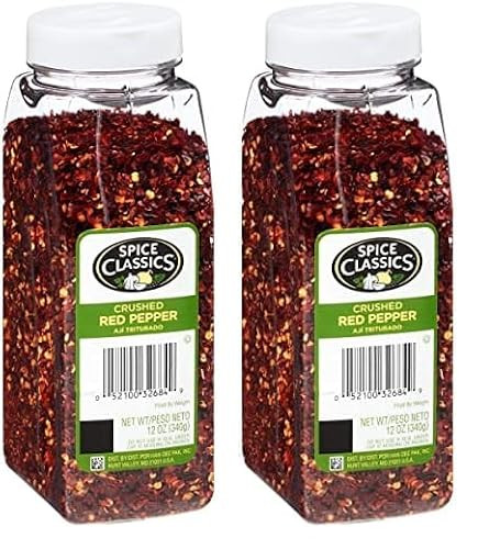 Spice Classics Crushed Red Pepper, 12 oz - One 12 Ounce Container of Dried and Crushed Red Chili Pepper Flakes Great for Pizza, Chowder, Seafood, and Pasta (Pack of 2) | Amazon (US)