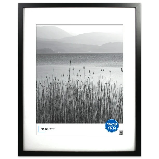 Mainstays 14x18 inch Matted to 11x14 inch Black 0.5" Gallery Wall Picture Frame | Walmart (US)