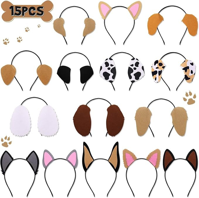 CiyvoLyeen 15 PCS Puppy Dogs Ear Headbands for Pet Birthday Party New Year Favors Dog Theme Costu... | Amazon (US)