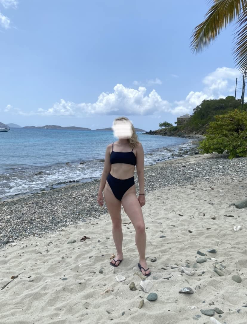 MOSHENGQI Women High Wasited Bikini Shoulder Strap 2 Piece High Cut String Swimsuits | Amazon (US)