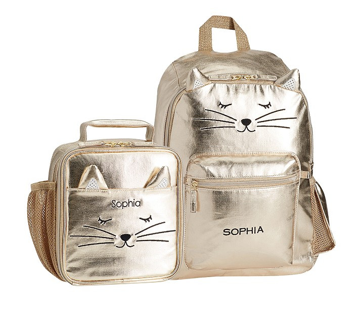 Emily & Meritt Gold Kitty Backpack & Lunch Bundle, Set of 2 | Pottery Barn Kids