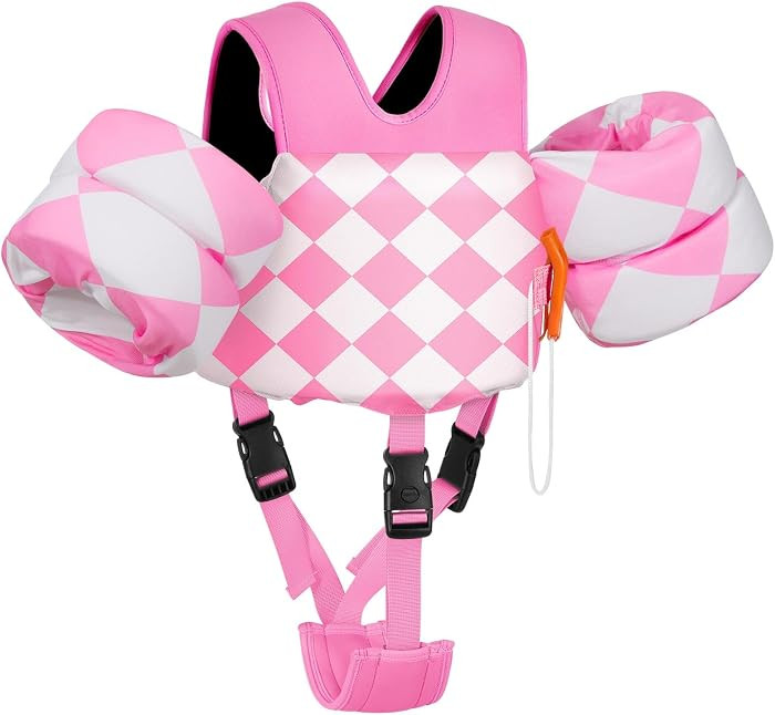 MoKo Toddler Swim Vest for 15-30-50-66 lbs, Boys Girls Swim Puddle Arm Floaties Cartoon Swimming Water Wings with Crotch Strap, Pool Floats Jacket Sleeves Shoulder Straps Arm Band for Toddler | Amazon (US)