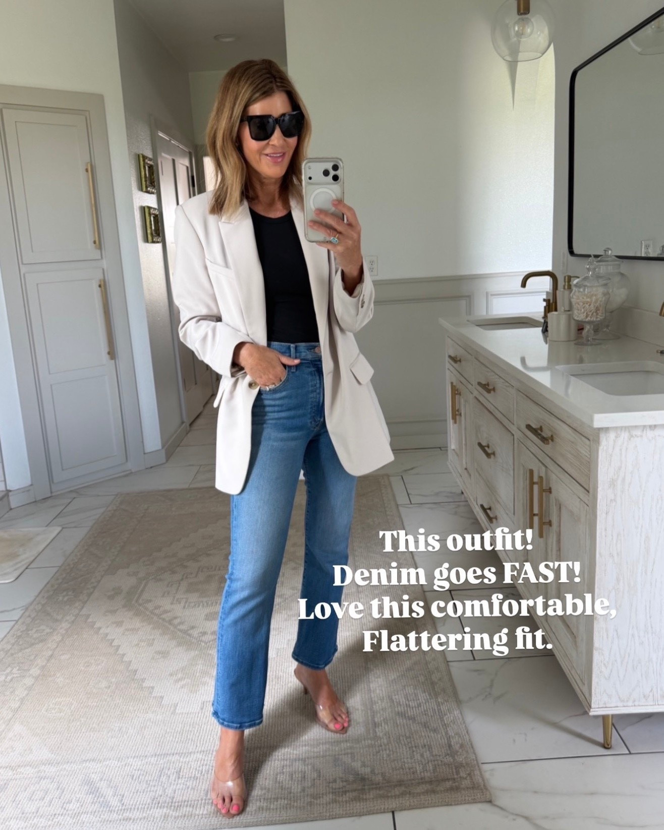 Wearing a size 27 in jeans and a small blazer nsale

#LTKOver40 #LTKSaleAlert